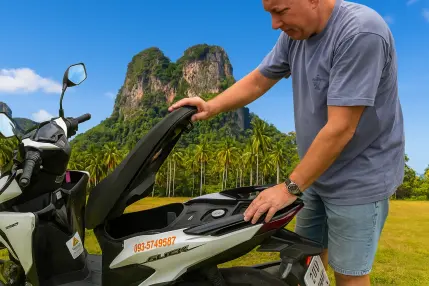 Закрыть багажник байка